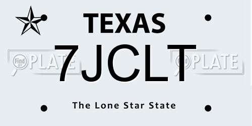 7JCLT Texas License Plate
