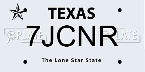 7JCNR Texas License Plate
