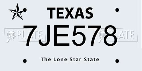 7JE578 Texas License Plate