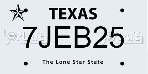 7JEB25 Texas License Plate