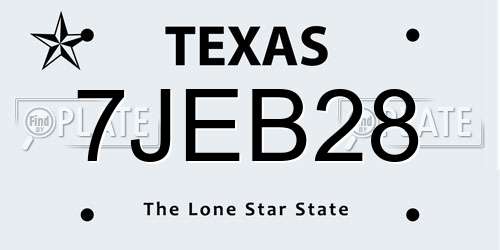 7JEB28 Texas License Plate
