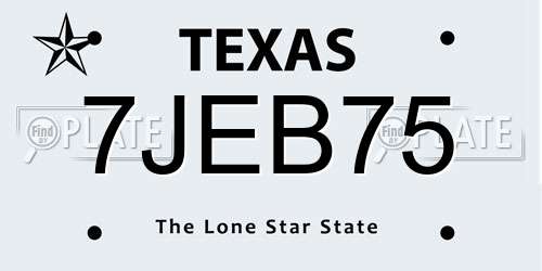 7JEB75 Texas License Plate