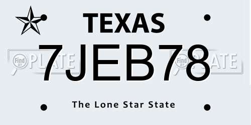 7JEB78 Texas License Plate