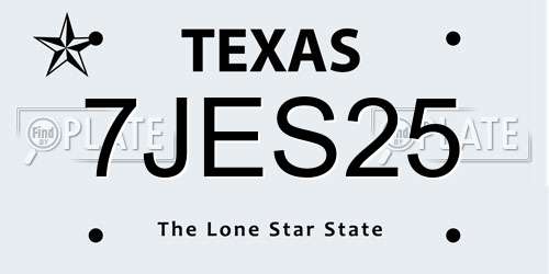 7JES25 Texas License Plate