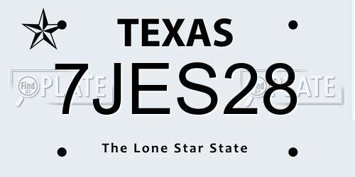 7JES28 Texas License Plate