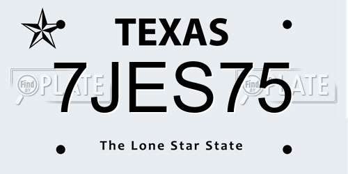 7JES75 Texas License Plate
