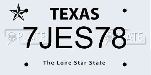 7JES78 Texas License Plate