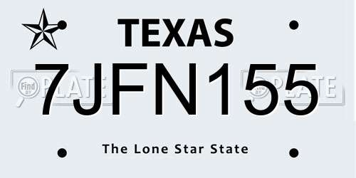 7JFN155 Texas License Plate