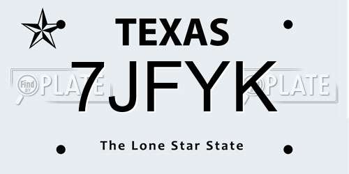 7JFYK Texas License Plate
