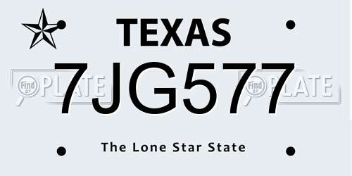 7JG577 Texas License Plate
