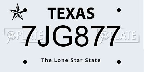 7JG877 Texas License Plate