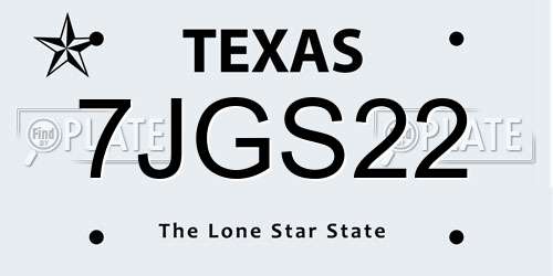 7JGS22 Texas License Plate