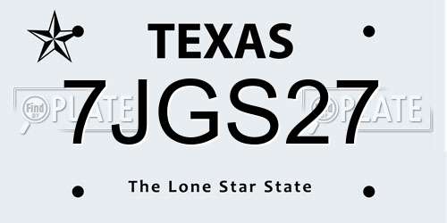 7JGS27 Texas License Plate