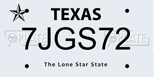7JGS72 Texas License Plate