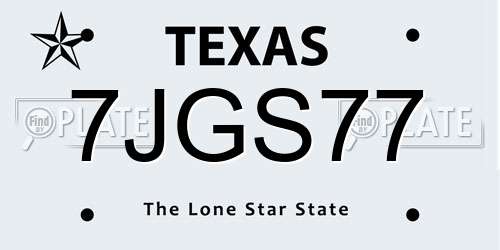 7JGS77 Texas License Plate