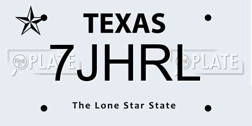 7JHRL Texas License Plate