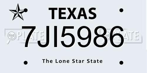 7JI5986 Texas License Plate