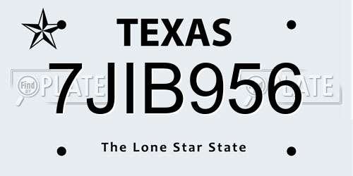 7JIB956 Texas License Plate