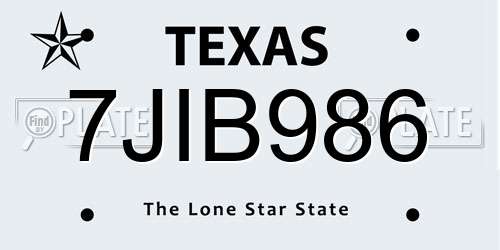 7JIB986 Texas License Plate