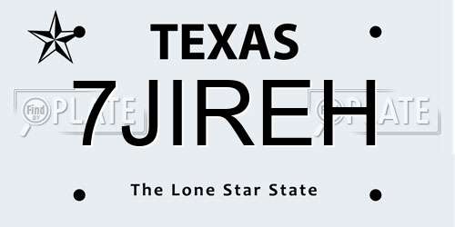 7JIREH Texas License Plate