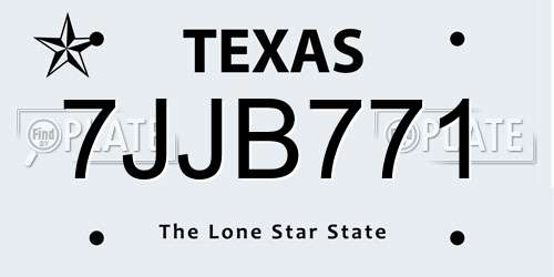 7JJB771 Texas License Plate