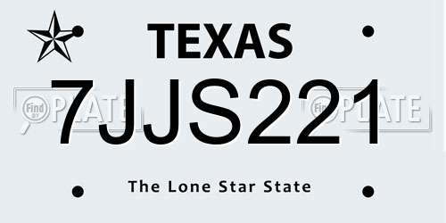 7JJS221 Texas License Plate