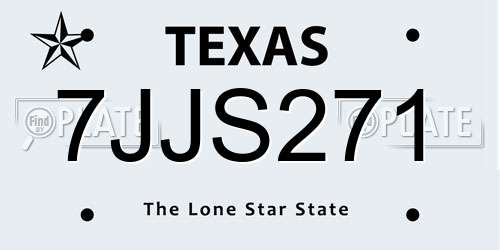 7JJS271 Texas License Plate