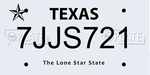 7JJS721 Texas License Plate