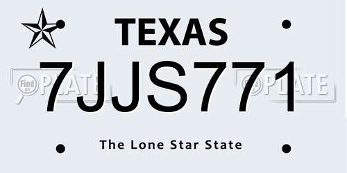 7JJS771 Texas License Plate