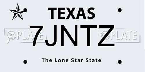 7JNTZ Texas License Plate