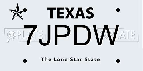 7JPDW Texas License Plate