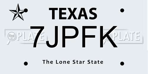 7JPFK Texas License Plate
