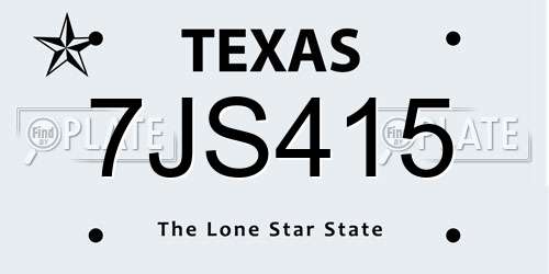 7JS415 Texas License Plate