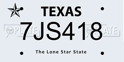 7JS418 Texas License Plate