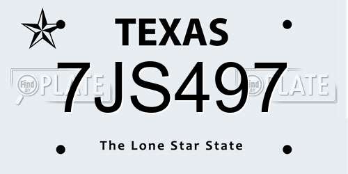 7JS497 Texas License Plate