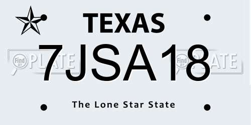 7JSA18 Texas License Plate