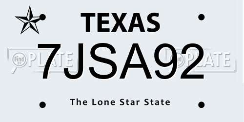 7JSA92 Texas License Plate