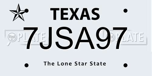7JSA97 Texas License Plate