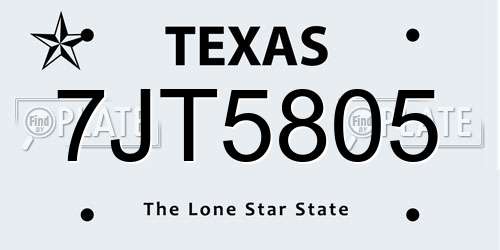 7JT5805 Texas License Plate
