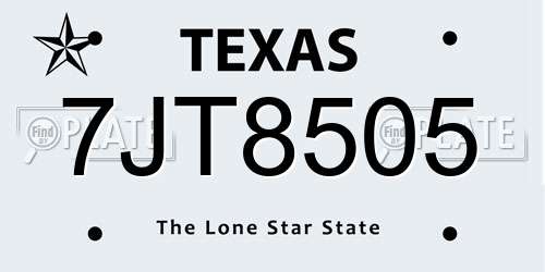 7JT8505 Texas License Plate