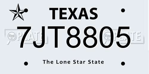 7JT8805 Texas License Plate