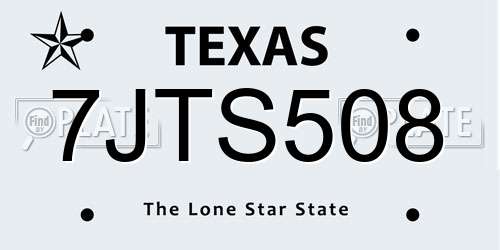 7JTS508 Texas License Plate
