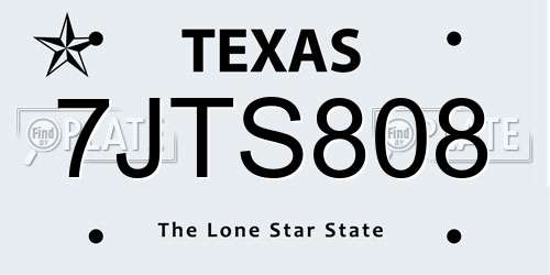 7JTS808 Texas License Plate