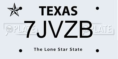 7JVZB Texas License Plate