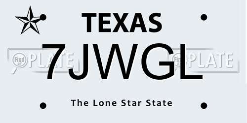 7JWGL Texas License Plate