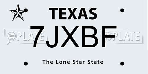 7JXBF Texas License Plate