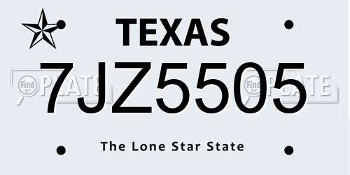 7JZ5505 Texas License Plate