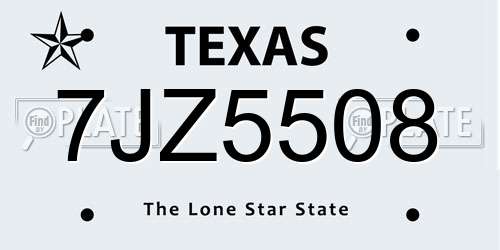 7JZ5508 Texas License Plate