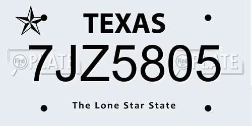 7JZ5805 Texas License Plate