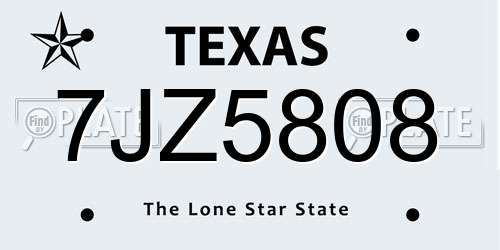 7JZ5808 Texas License Plate